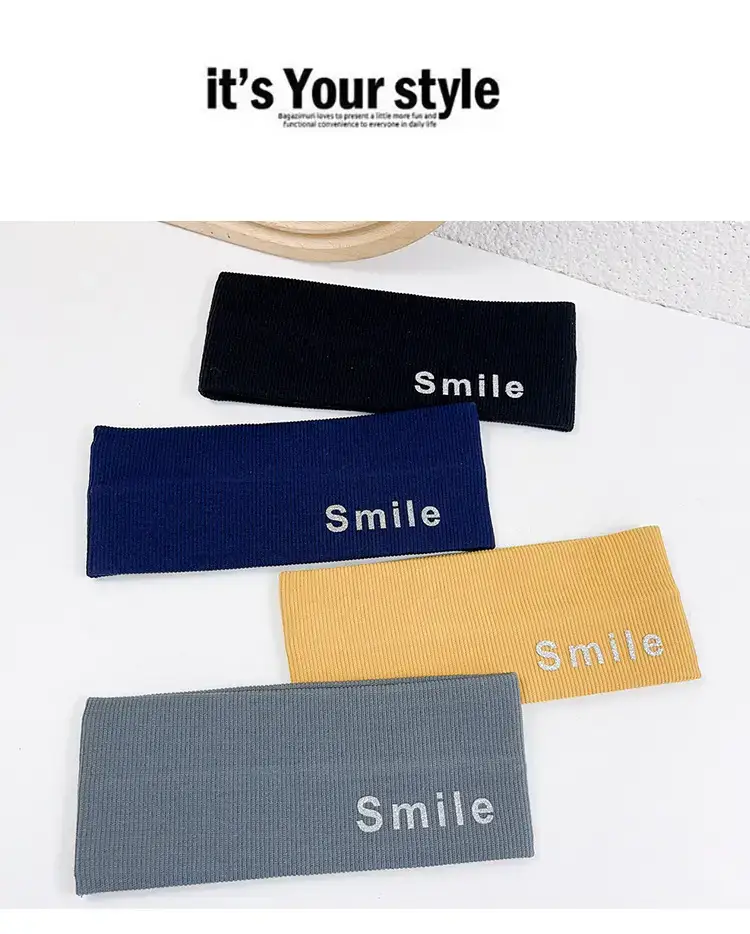 Four Color Knitted Hair Band with "Smile" Logo — feature 7