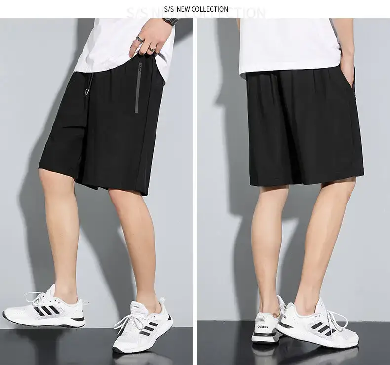 Men Ice Silk Shorts Black Loose Summer Casual — feature 18