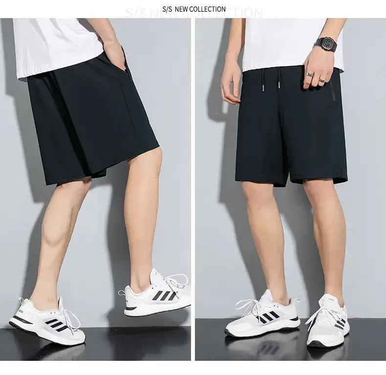 Men Ice Silk Shorts Black Loose Summer Casual — feature 20