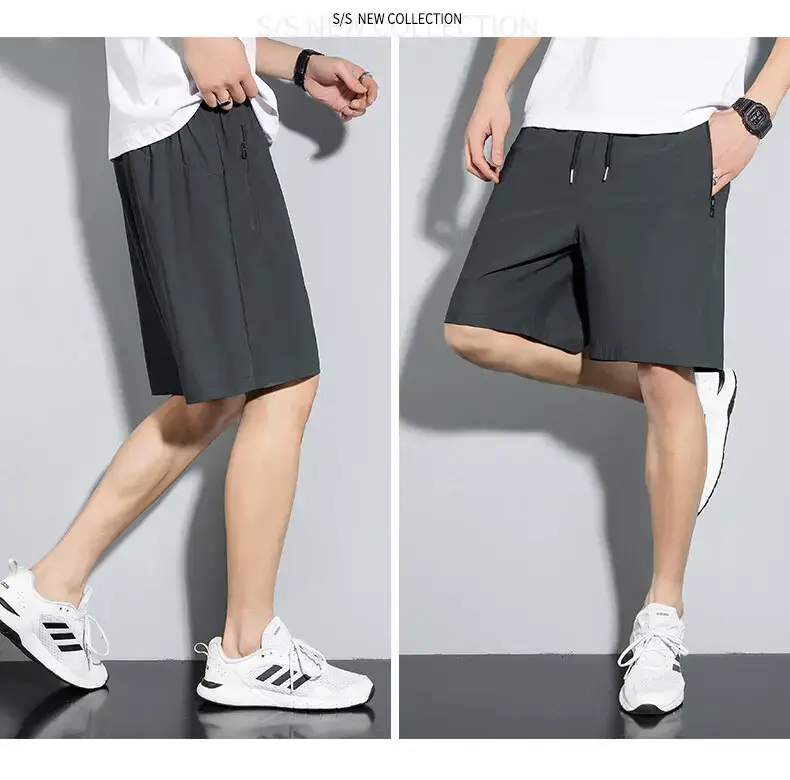 Men Ice Silk Shorts Black Loose Summer Casual — feature 22