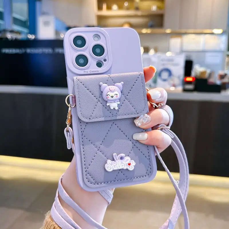 Apple 13/14 Pro Diagonal Strap Phone Case with Cartoon Design — feature 2