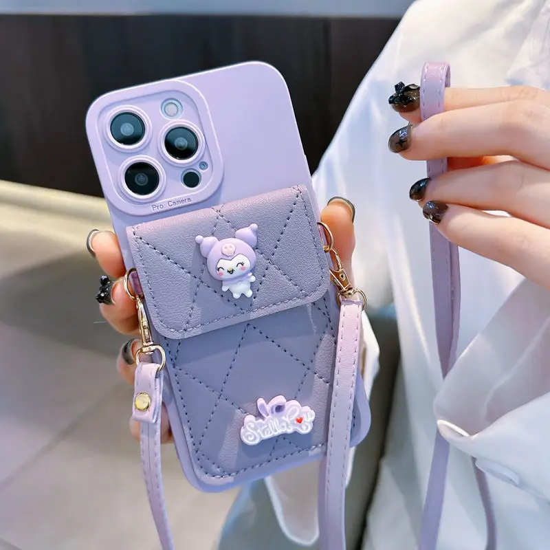 Apple 13/14 Pro Diagonal Strap Phone Case with Cartoon Design — feature 3