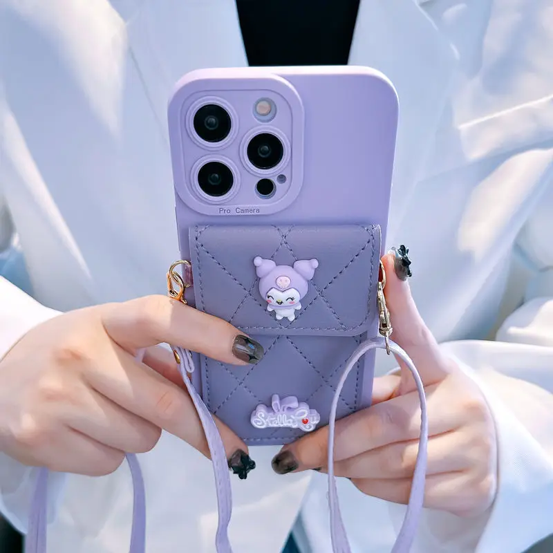 Apple 13/14 Pro Diagonal Strap Phone Case with Cartoon Design — feature 4
