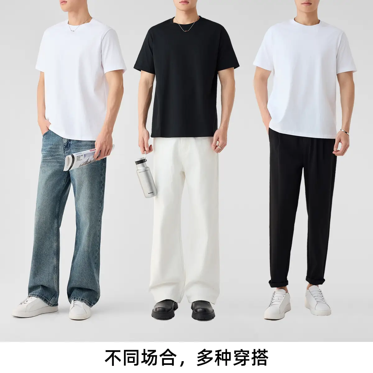 Men Black Cotton T-Shirt Short Sleeve 2025 - Image 9