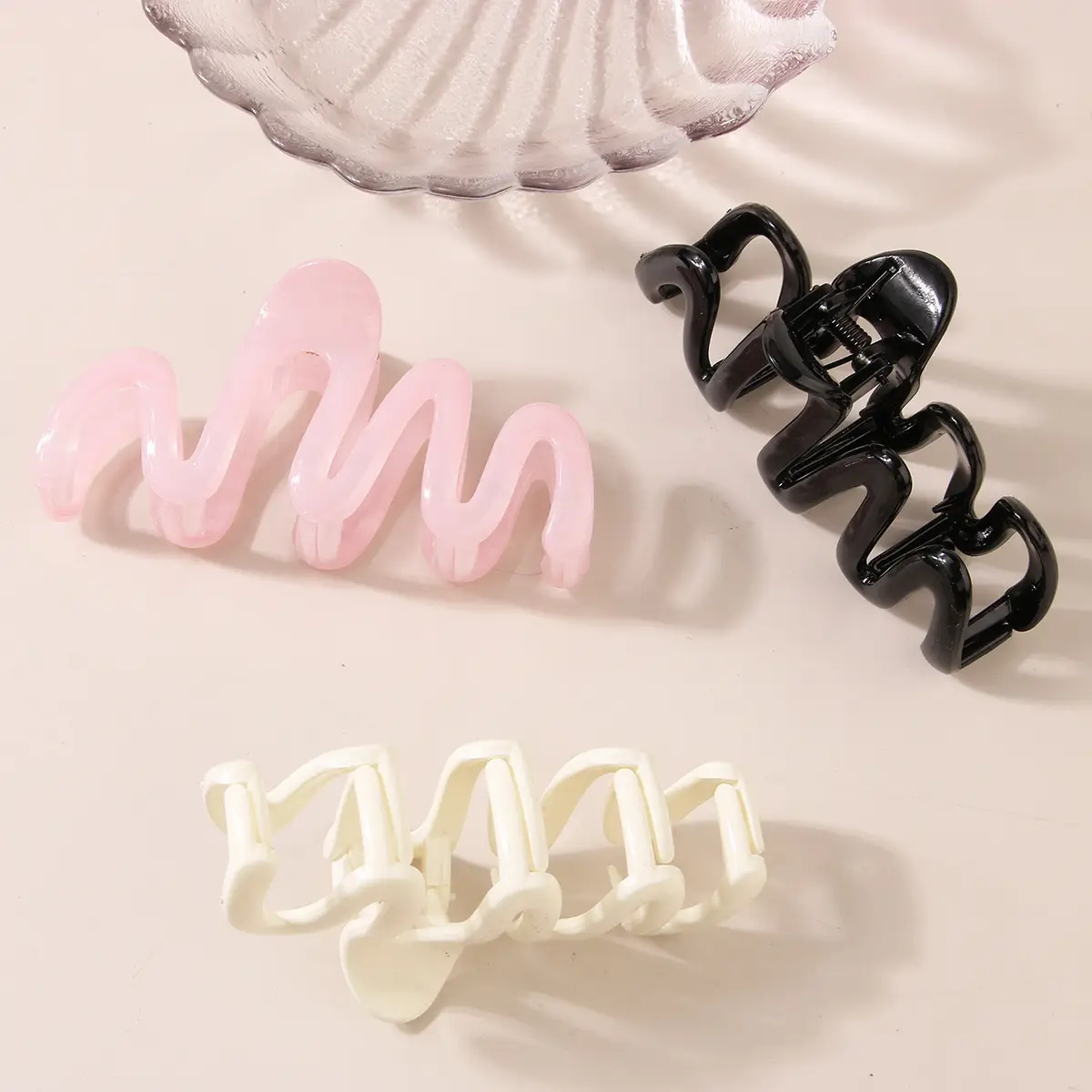 Korean Style Hair Clips for Women Pink Black White - Image 10