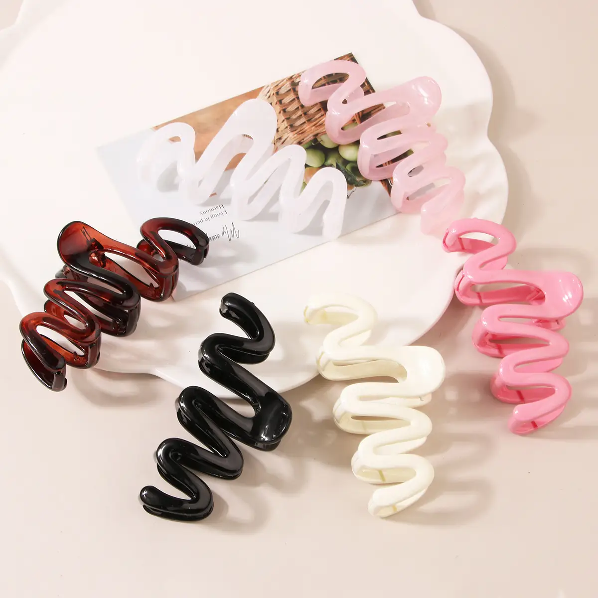 Korean Style Hair Clips for Women Pink Black White — feature 5