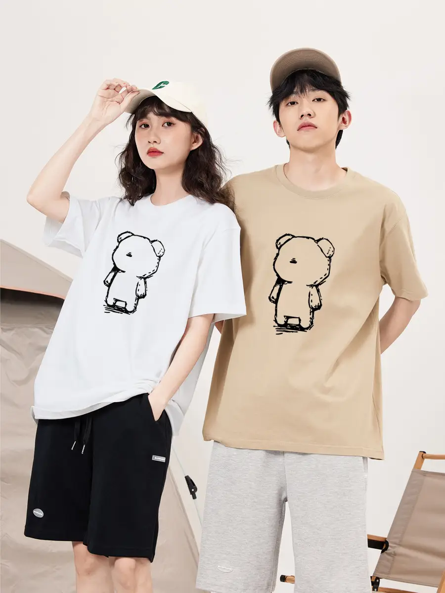 Pure Cotton Bear Print Women Summer T-Shirt White - Image 12