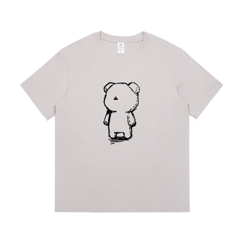 Pure Cotton Bear Print Women Summer T-Shirt White - Image 3