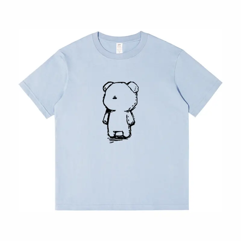 Pure Cotton Bear Print Women Summer T-Shirt White - Image 4