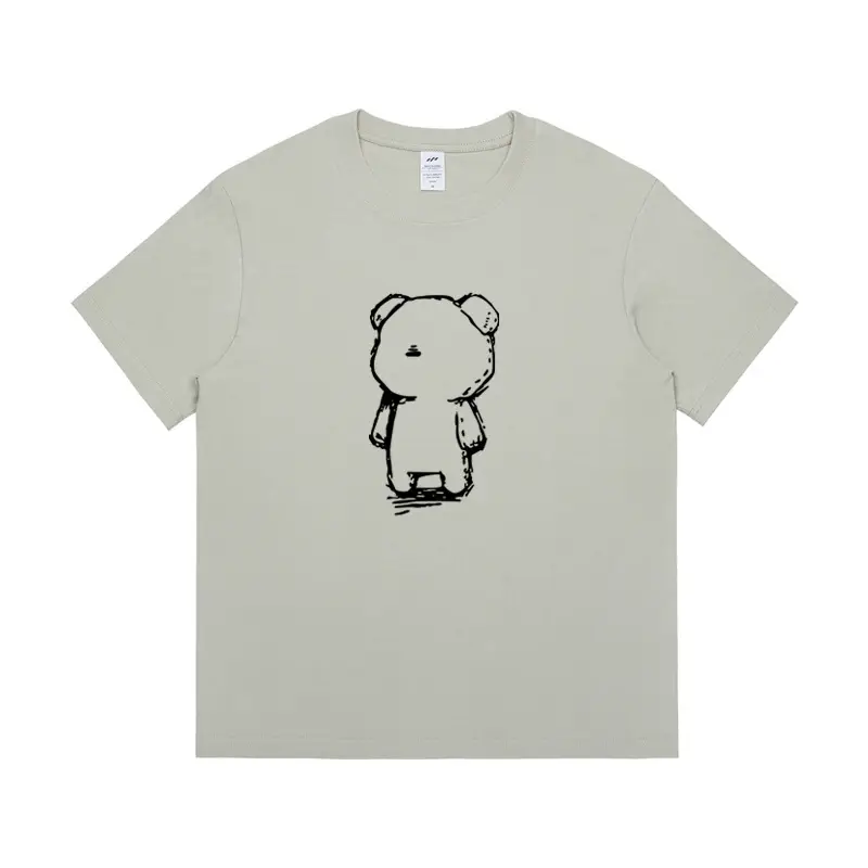 Pure Cotton Bear Print Women Summer T-Shirt White - Image 5