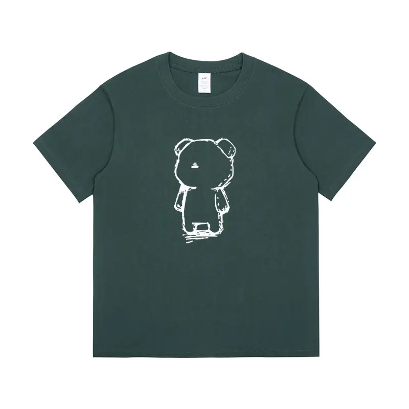 Pure Cotton Bear Print Women Summer T-Shirt White - Image 9