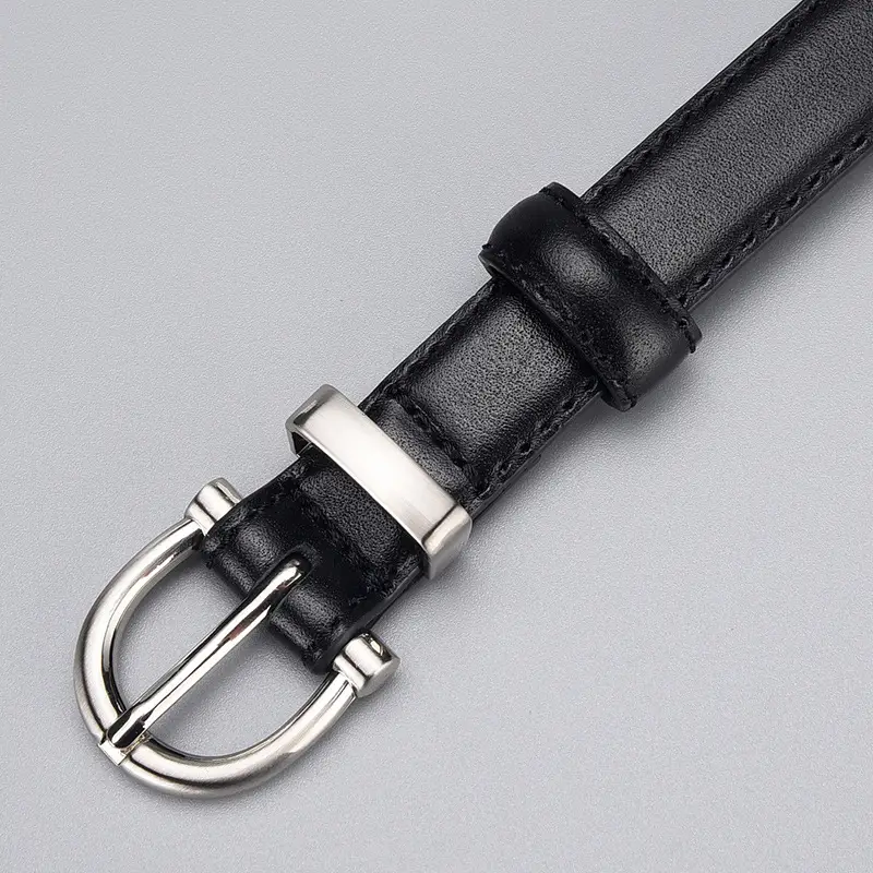 White Leather Belt with Silver Buckle for Women - Image 3