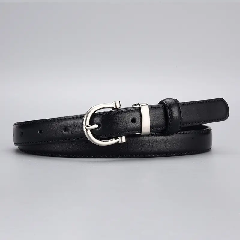 White Leather Belt with Silver Buckle for Women - Image 4