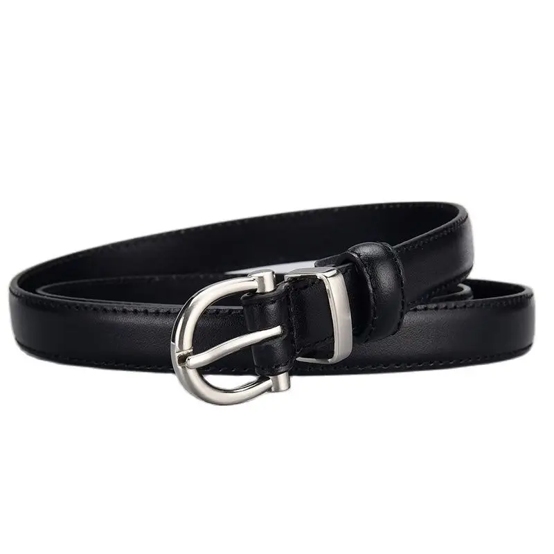 White Leather Belt with Silver Buckle for Women - Image 7