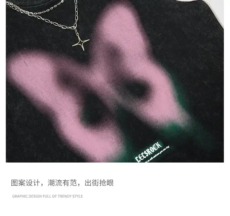 Men Sleeveless Butterfly T-Shirt Grey Cut Ripped Hole Belt Chain — feature 17