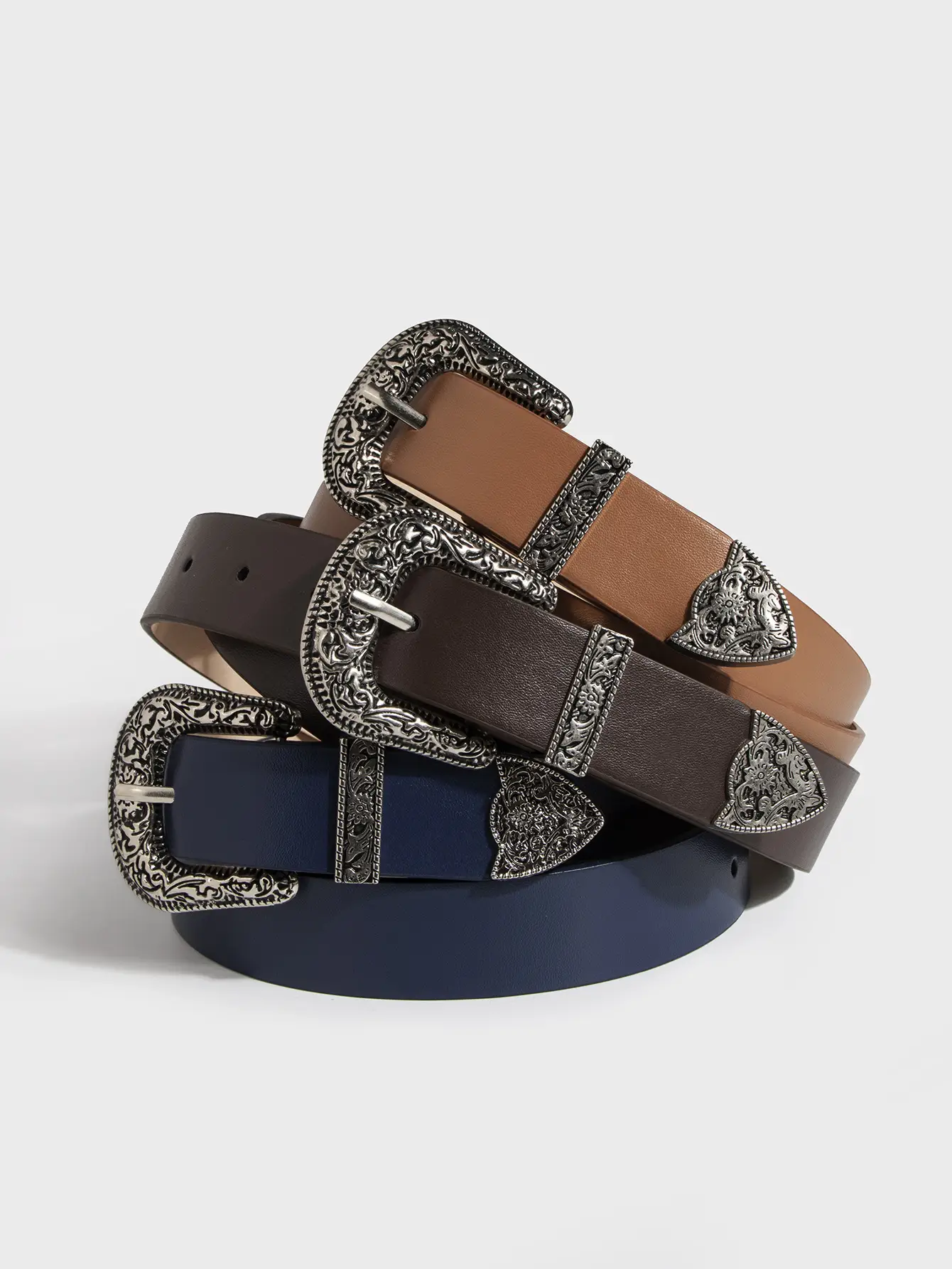 Black Carved Belt with Gold Buckle for Women — feature 7