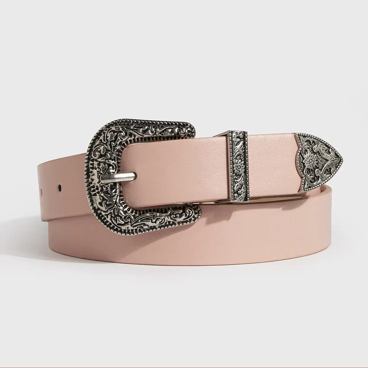Black Carved Belt with Gold Buckle for Women — feature 12