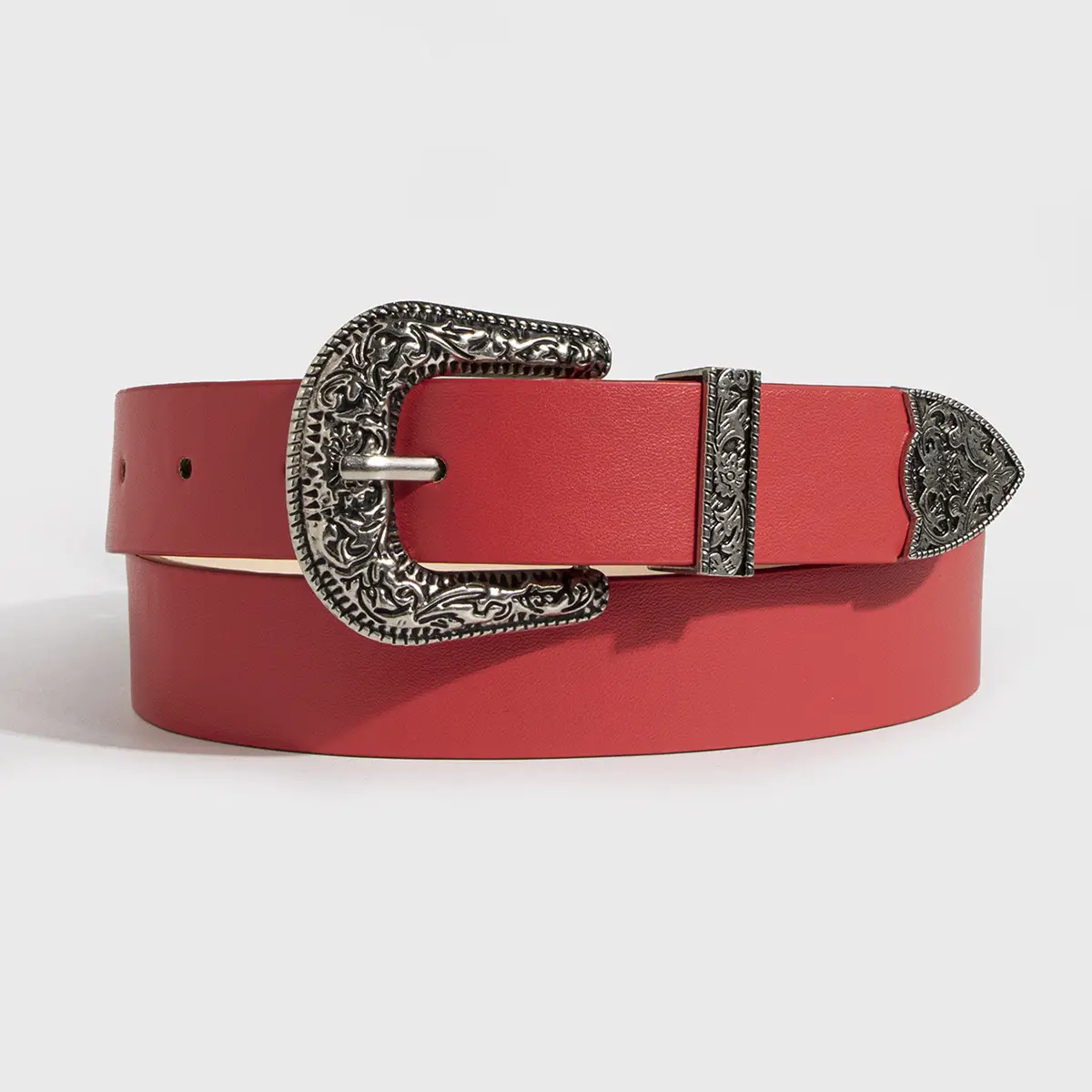 Black Carved Belt with Gold Buckle for Women - Image 8