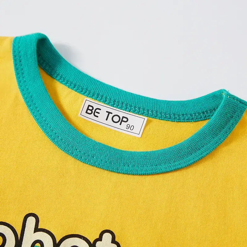 2023 Kids T-Shirt Yellow Cartoon Robot Family Half Sleeve Cotton - Image 5
