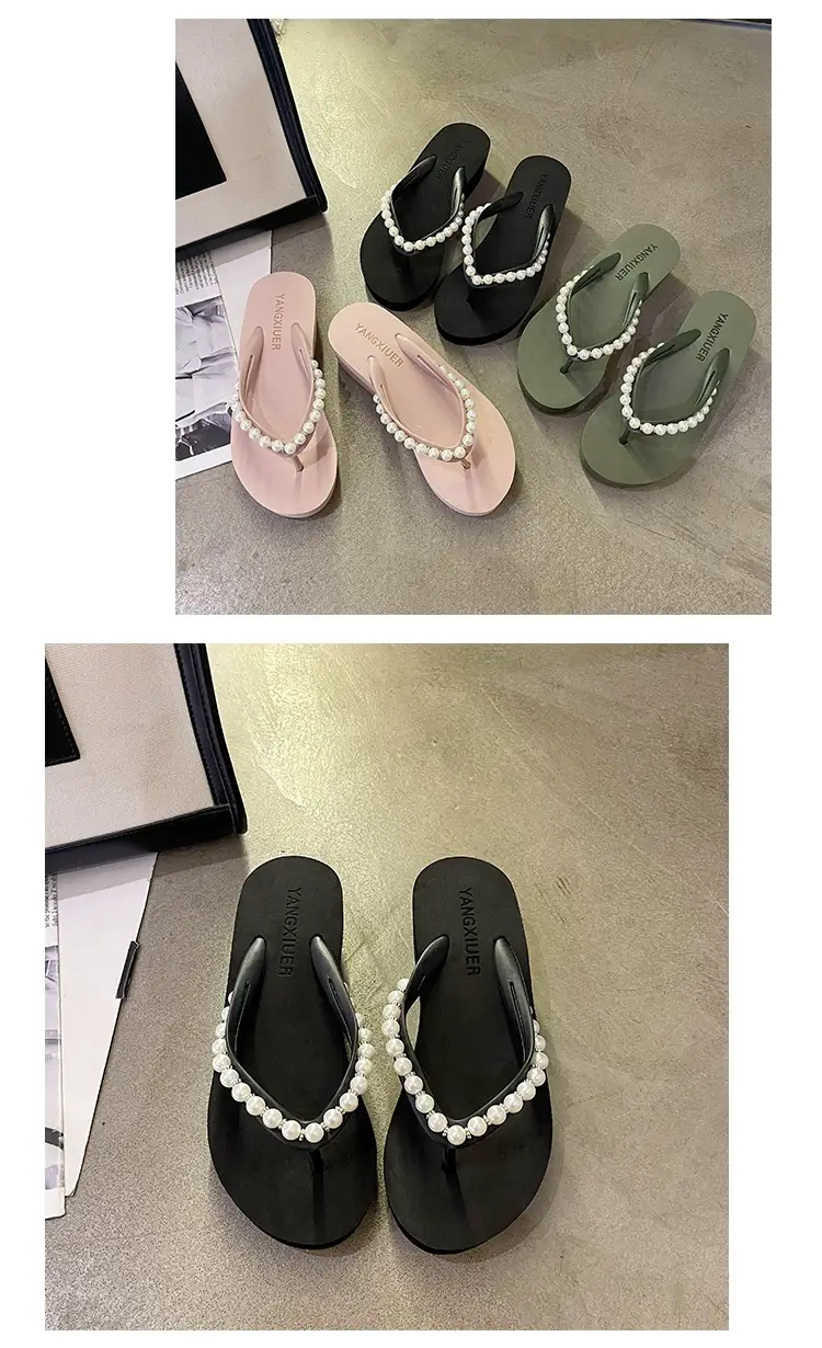 Women Pink Pearl Wedge Sandals β feature 11