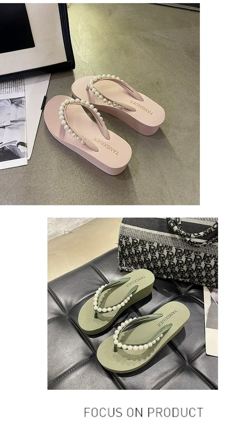 Women Pink Pearl Wedge Sandals β feature 14
