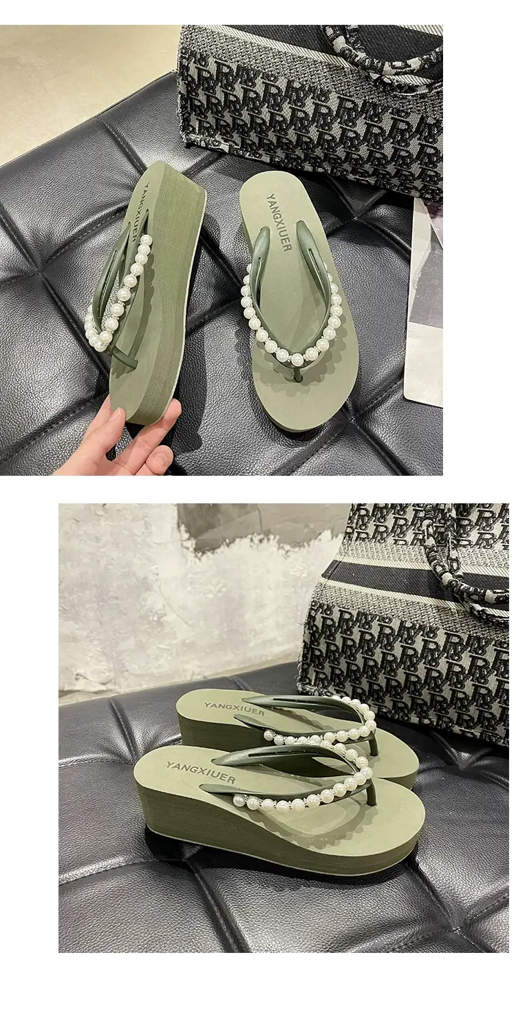 Women Pink Pearl Wedge Sandals β feature 15