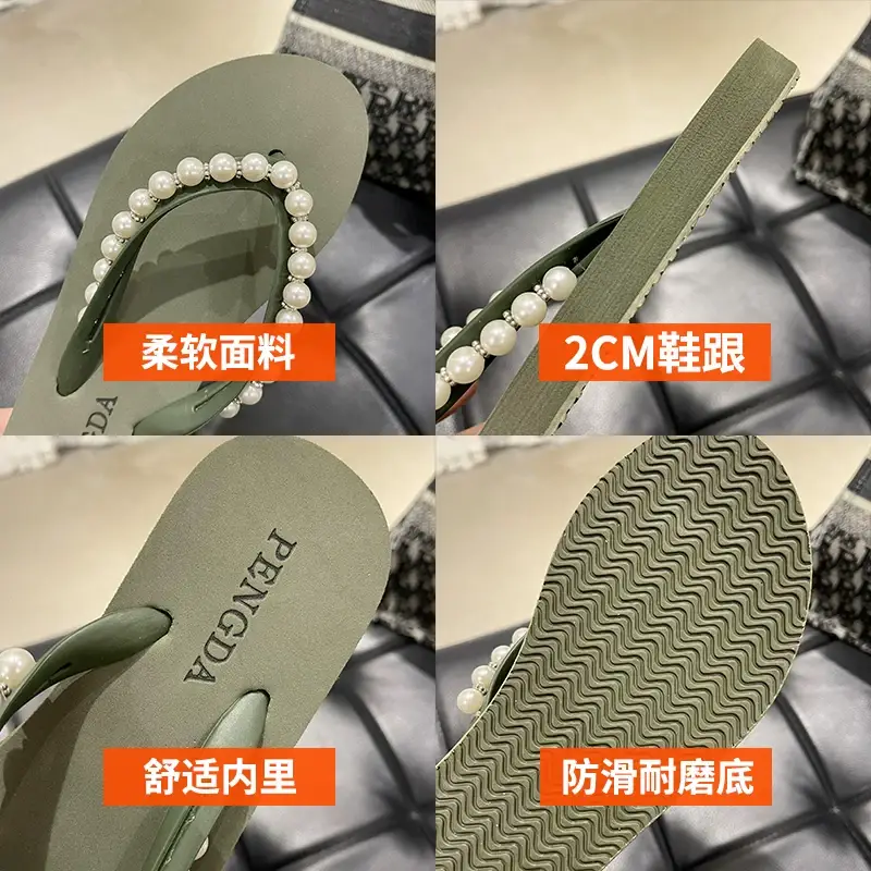 Women Pink Pearl Wedge Sandals β feature 36