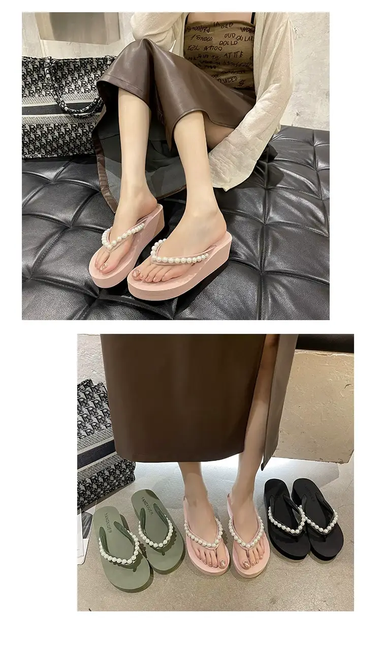 Women Pink Pearl Wedge Sandals β feature 5