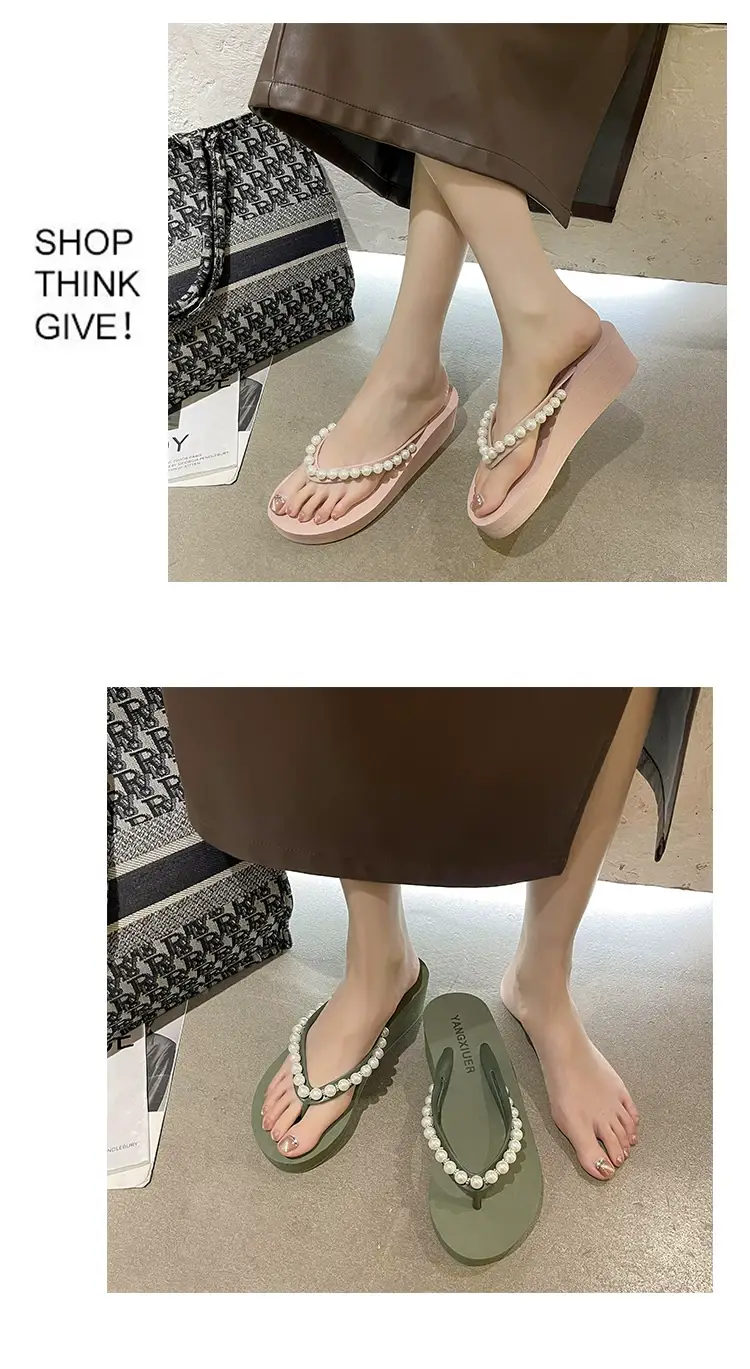 Women Pink Pearl Wedge Sandals β feature 6
