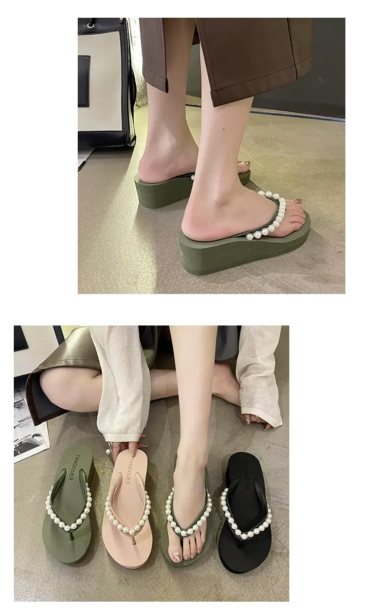 Women Pink Pearl Wedge Sandals β feature 8