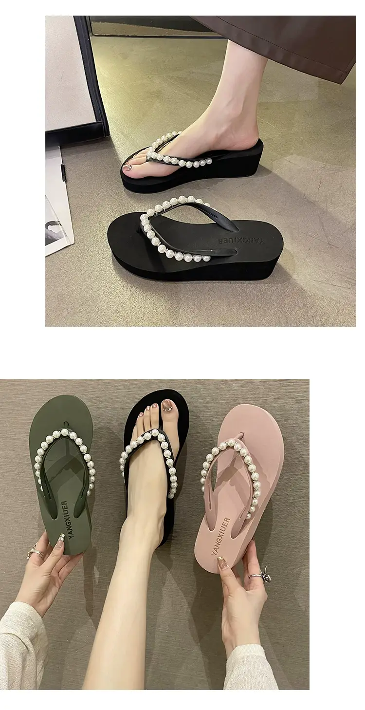 Women Pink Pearl Wedge Sandals β feature 9