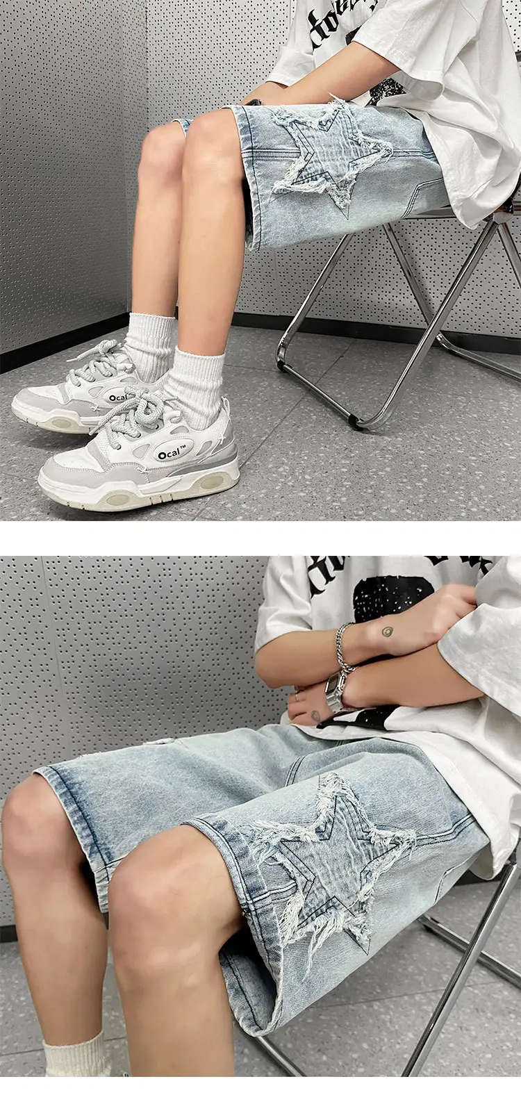 Washed Denim Shorts Men Summer Plus Size Loose Fit — feature 10