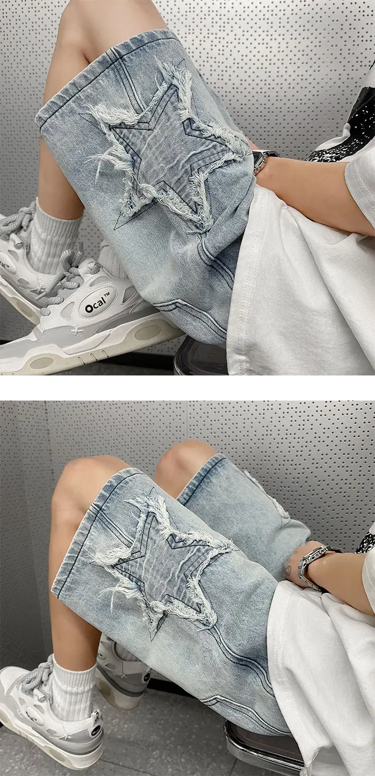 Washed Denim Shorts Men Summer Plus Size Loose Fit — feature 11