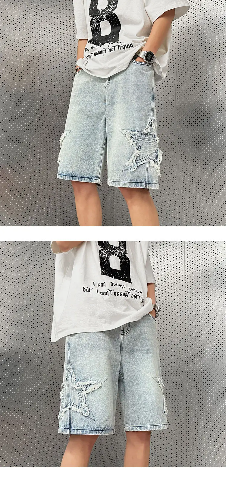 Washed Denim Shorts Men Summer Plus Size Loose Fit — feature 9