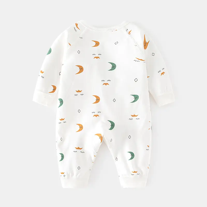 Newborn Pure Cotton Monkey Moon Jumpsuit White - Image 7