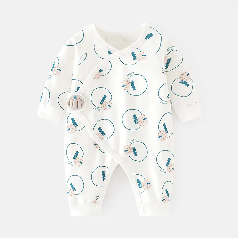 Newborn Pure Cotton Monkey Moon Jumpsuit White - Image 2