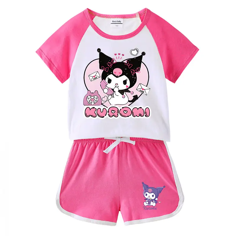 2023 Kids Kurta Shorts Set Black White Curly Cat Print - Image 9