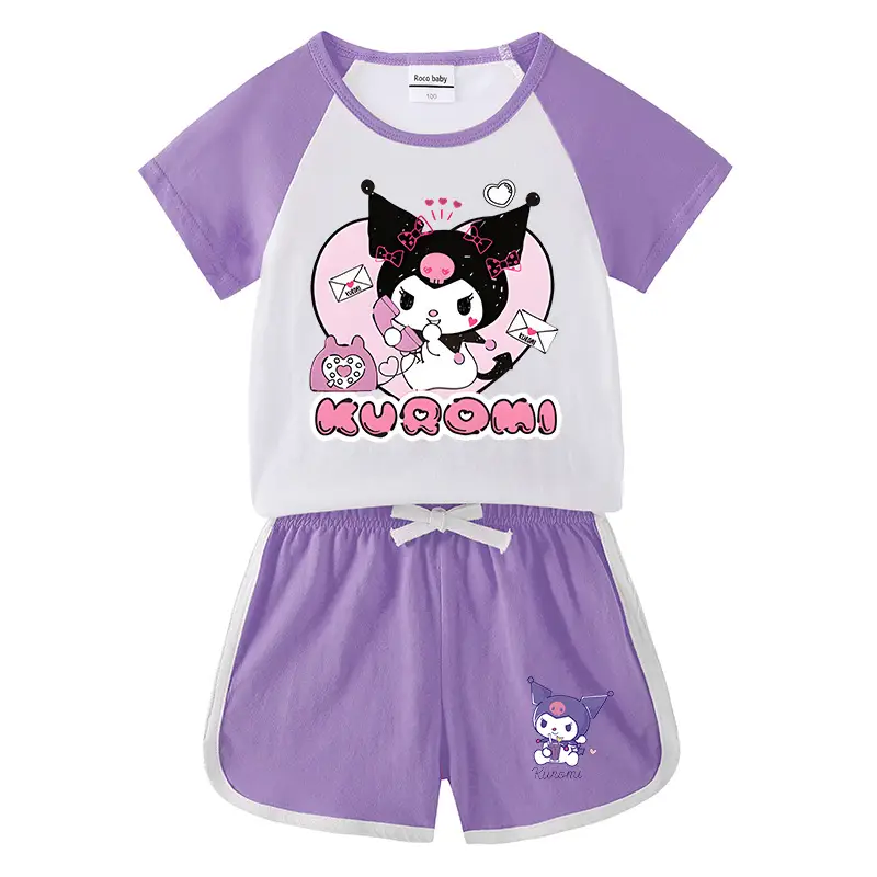 2023 Kids Kurta Shorts Set Black White Curly Cat Print - Image 8