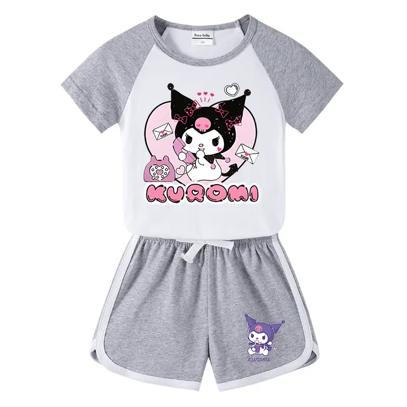 2023 Kids Kurta Shorts Set Black White Curly Cat Print - Image 7