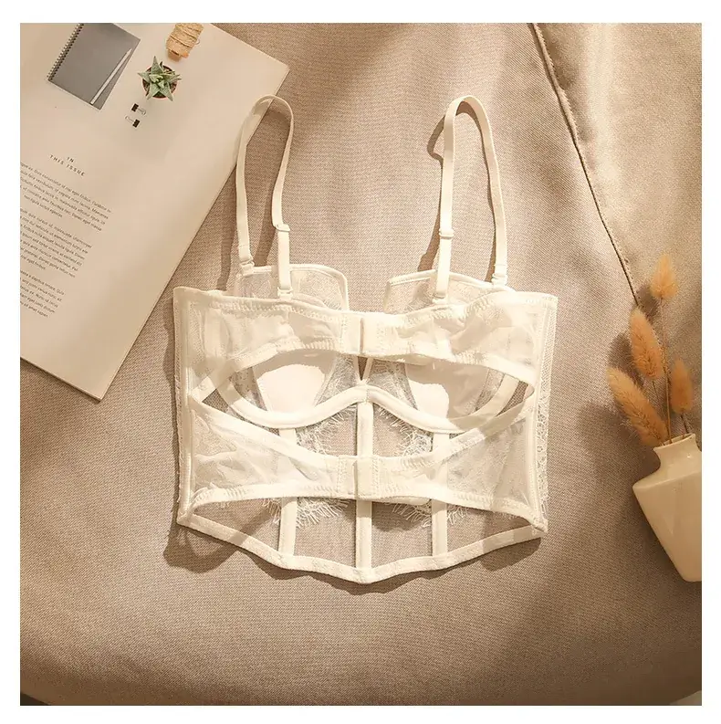 White Lace Push Up Bra Set with Fishbone Design — feature 10