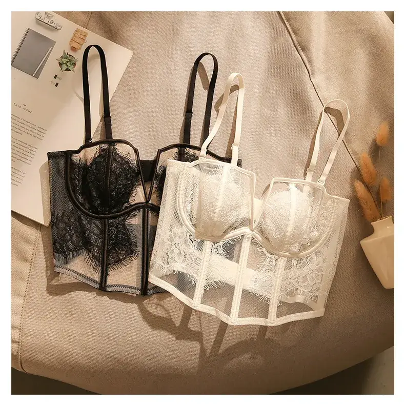 White Lace Push Up Bra Set with Fishbone Design — feature 6