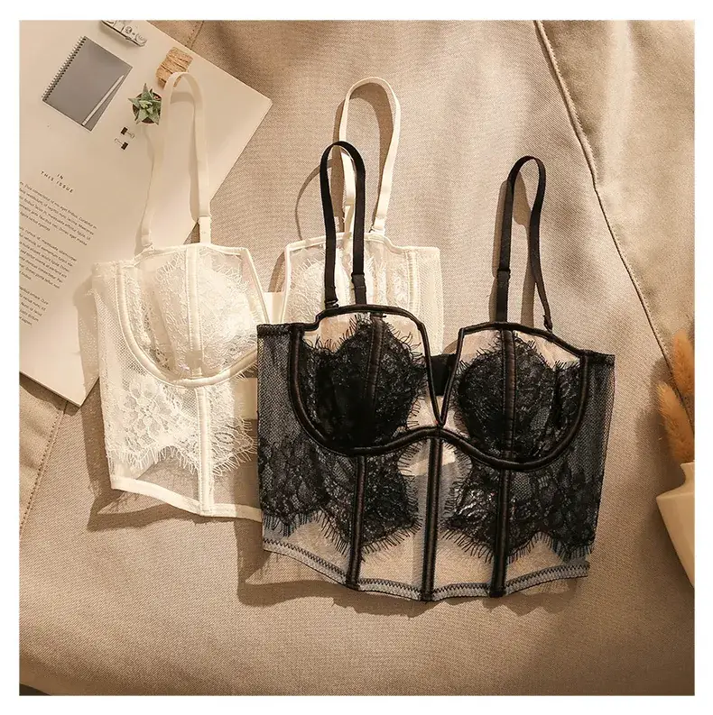 White Lace Push Up Bra Set with Fishbone Design — feature 7