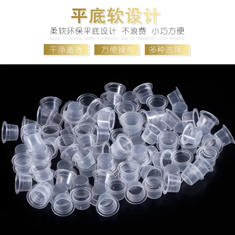 Disposable Tattoo Color Cup 100pcs Plastic Flat Base - Image 6