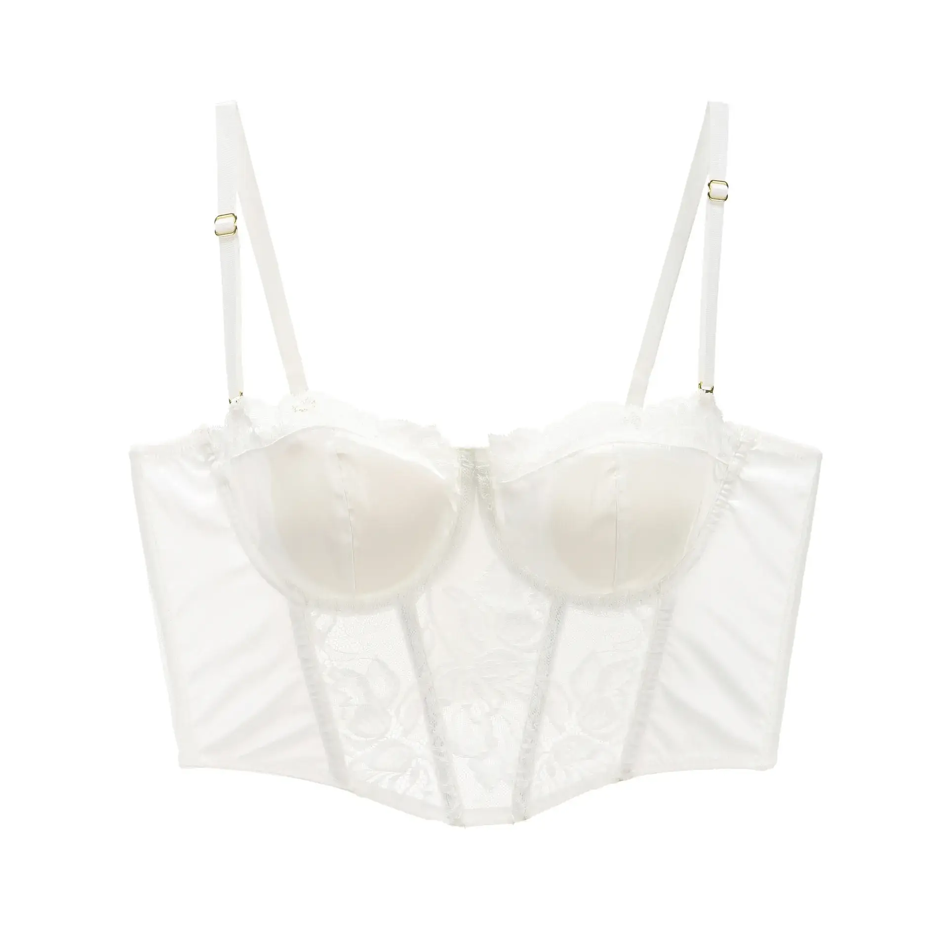Black Satin Lace Fishbone Bra Set for Women