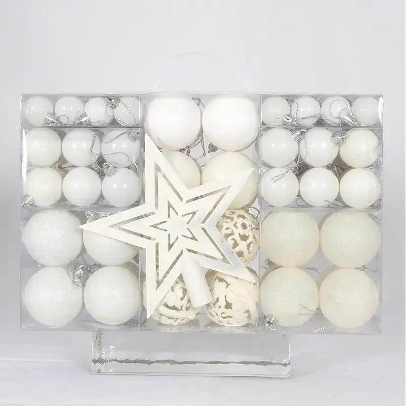 Christmas Ball Decor Set 101pcs White 3-6cm