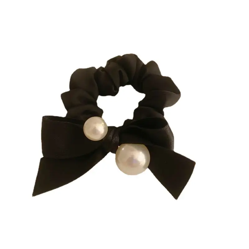 Black Pearl Bow Hair Ring for Women - Image 6
