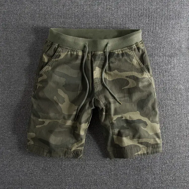 Men's Camouflage Elastic Waist Shorts 2023 Washed - Image 3