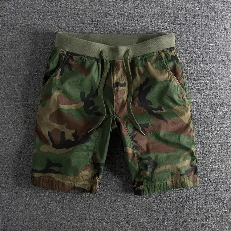 Men's Camouflage Elastic Waist Shorts 2023 Washed - Image 4