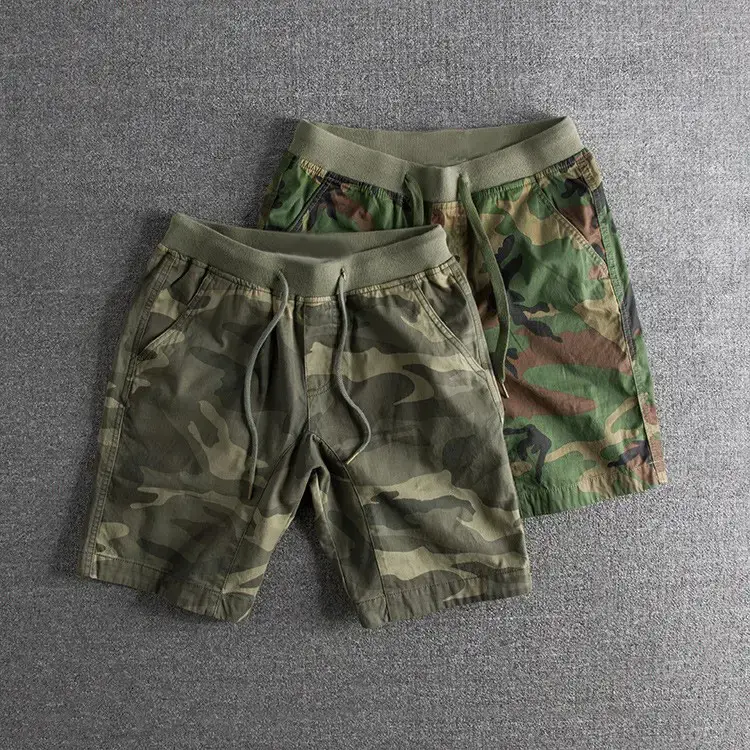 Men's Camouflage Elastic Waist Shorts 2023 Washed - Image 6