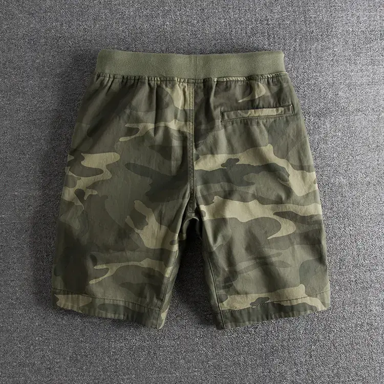 Men's Camouflage Elastic Waist Shorts 2023 Washed — feature 5